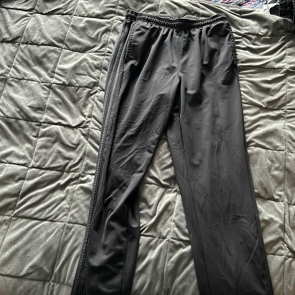 Size L black adidas joggers strip leg